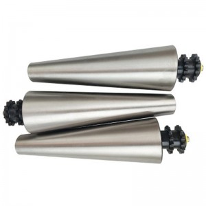 Коничен конусен ролка извит валяк конвейер Коничен електрически валяк PLC Контролен коничен ръкав Електрически валяк